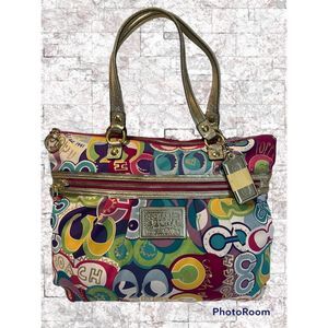 Coach Poppy C Glam Tote Purse Shoulder Bag Excellent Condition